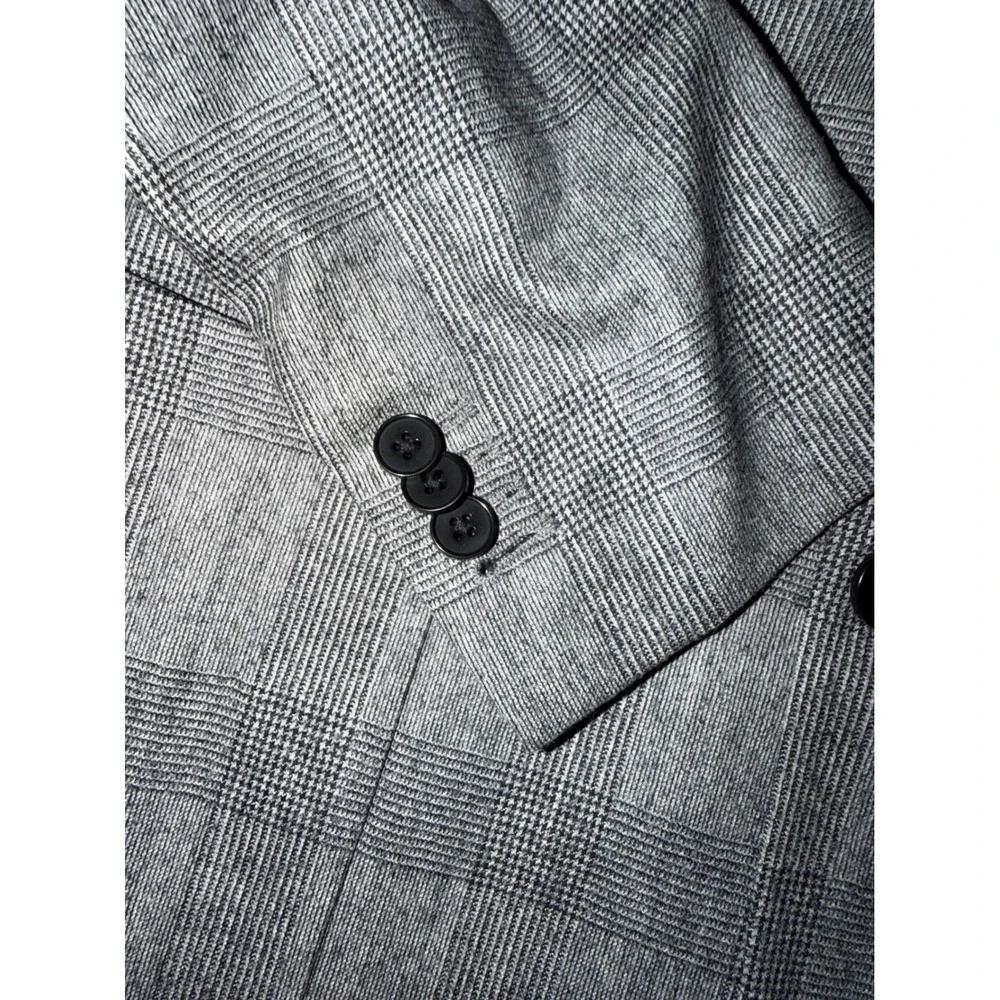 Banana Republic Vitale Barberis Canonico Wool Blazer Grey Plaid 38R Slim Fit A1